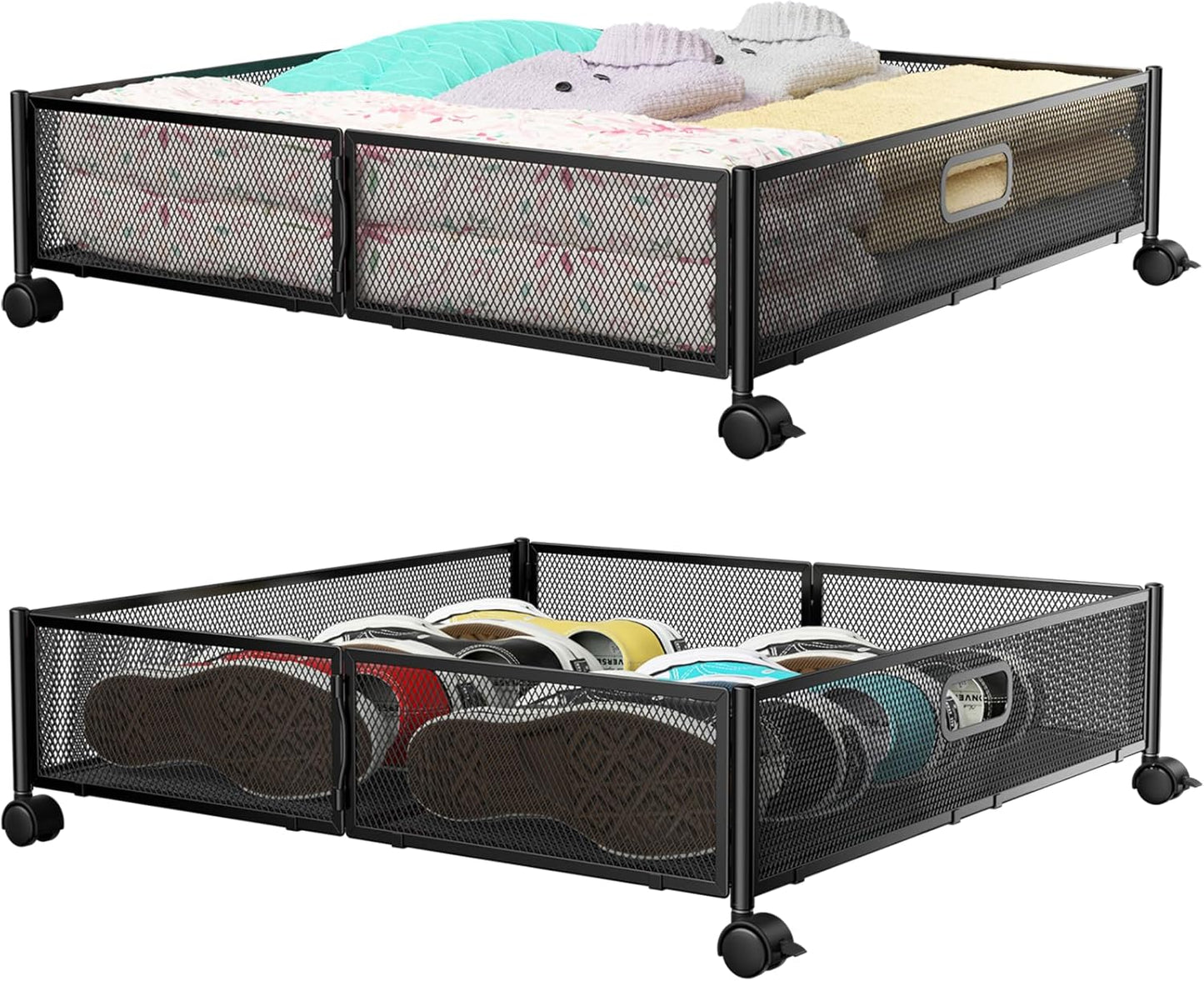 PHINOX Under Bed Storage Containers with Wheels for Shoes