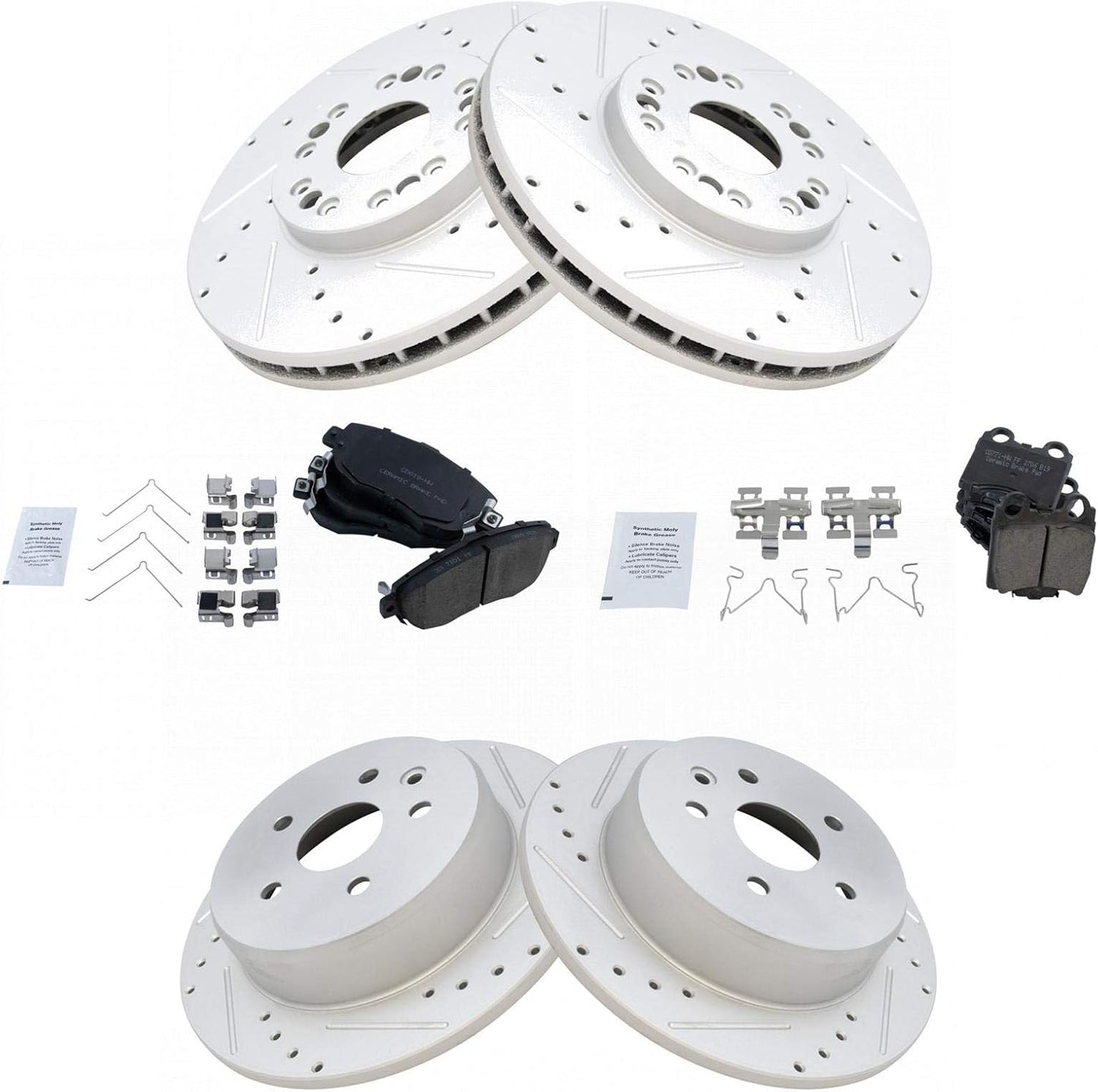 TRQ Front and Rear Performance Brake Pad & Rotor Kit for Lexus