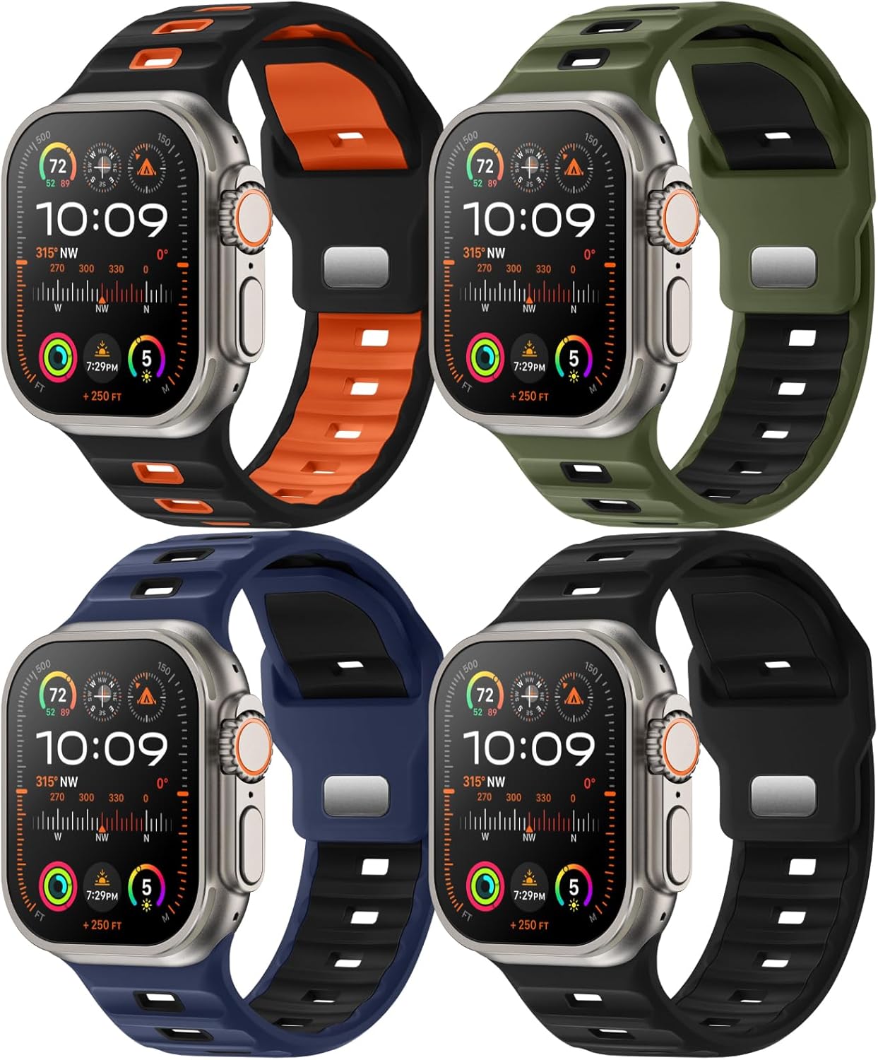 Waterproof Sport Bands for Apple Watch - 4-Pack for Active Men
