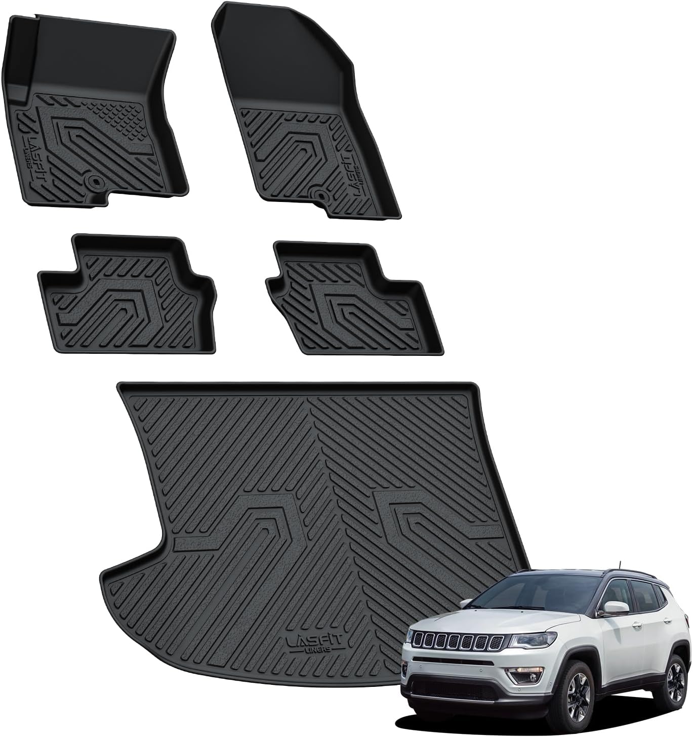 LASFIT Floor Mats for Jeep Compass 2007-2017 Custom Fit Black