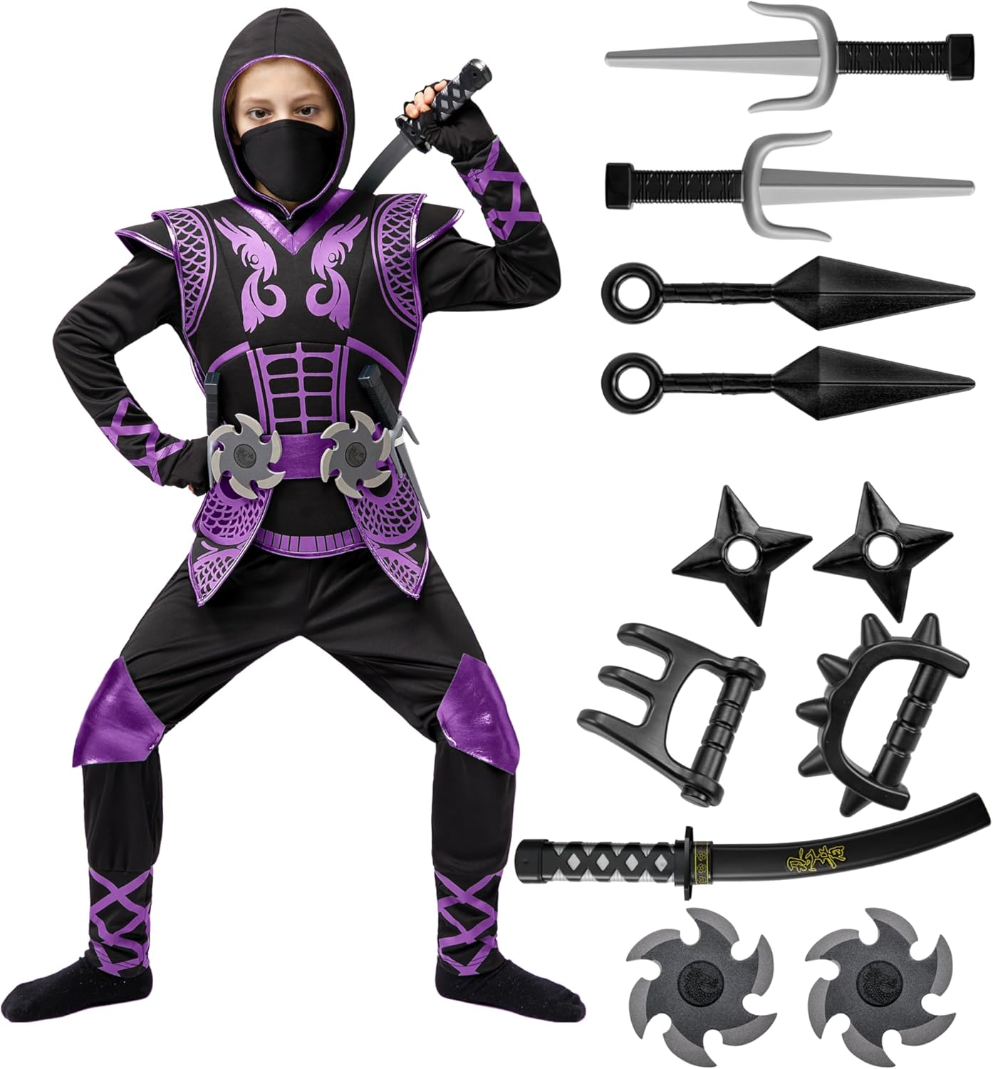 Spooktacular Creations Purple Ninja Costume Set for Kids Fun