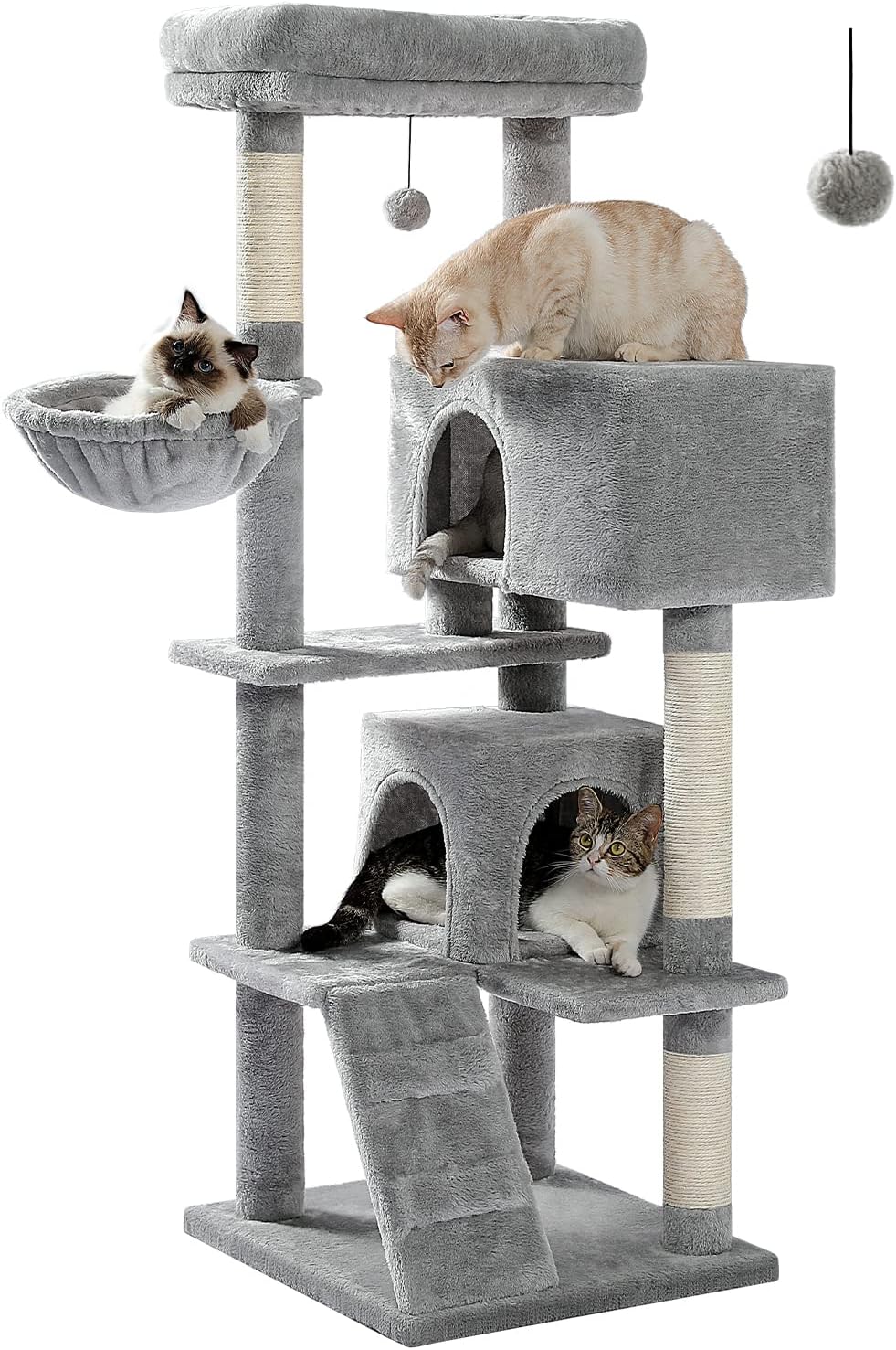 Cat Tree for Large Cats with Super Large Top Perch and Hammock