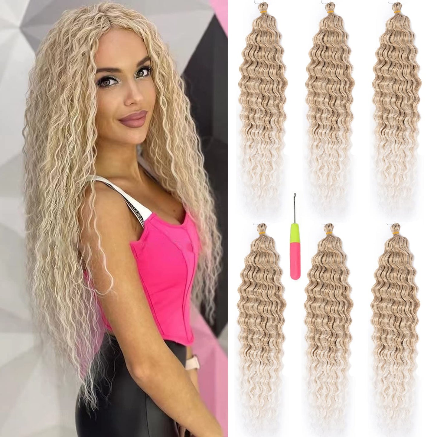 Ocean Wave Crochet Hair 22in Curly Braiding Hair for Styling