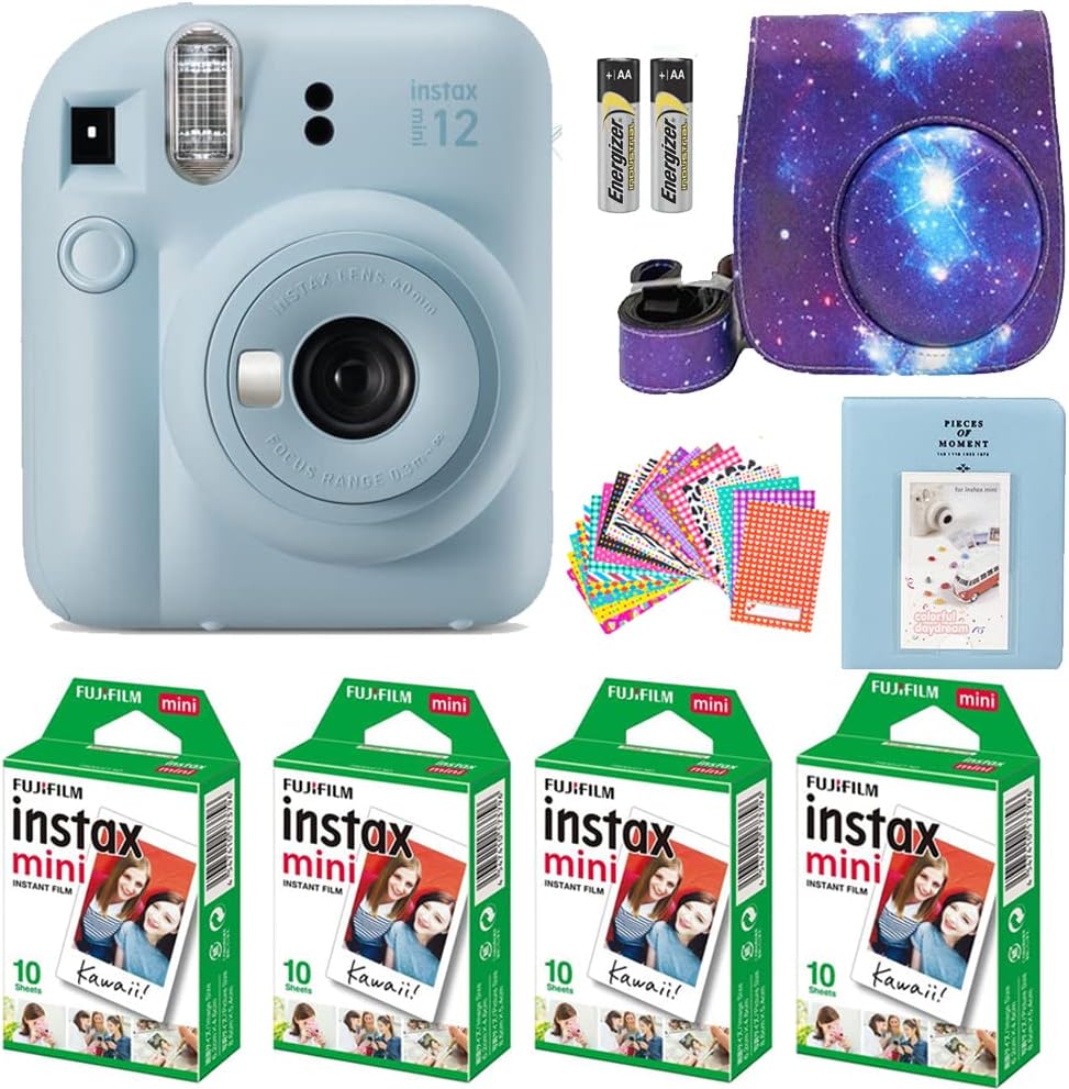 Fujifilm Instax Mini 12 Camera Bundle + 40 Film Sheets & Accessories