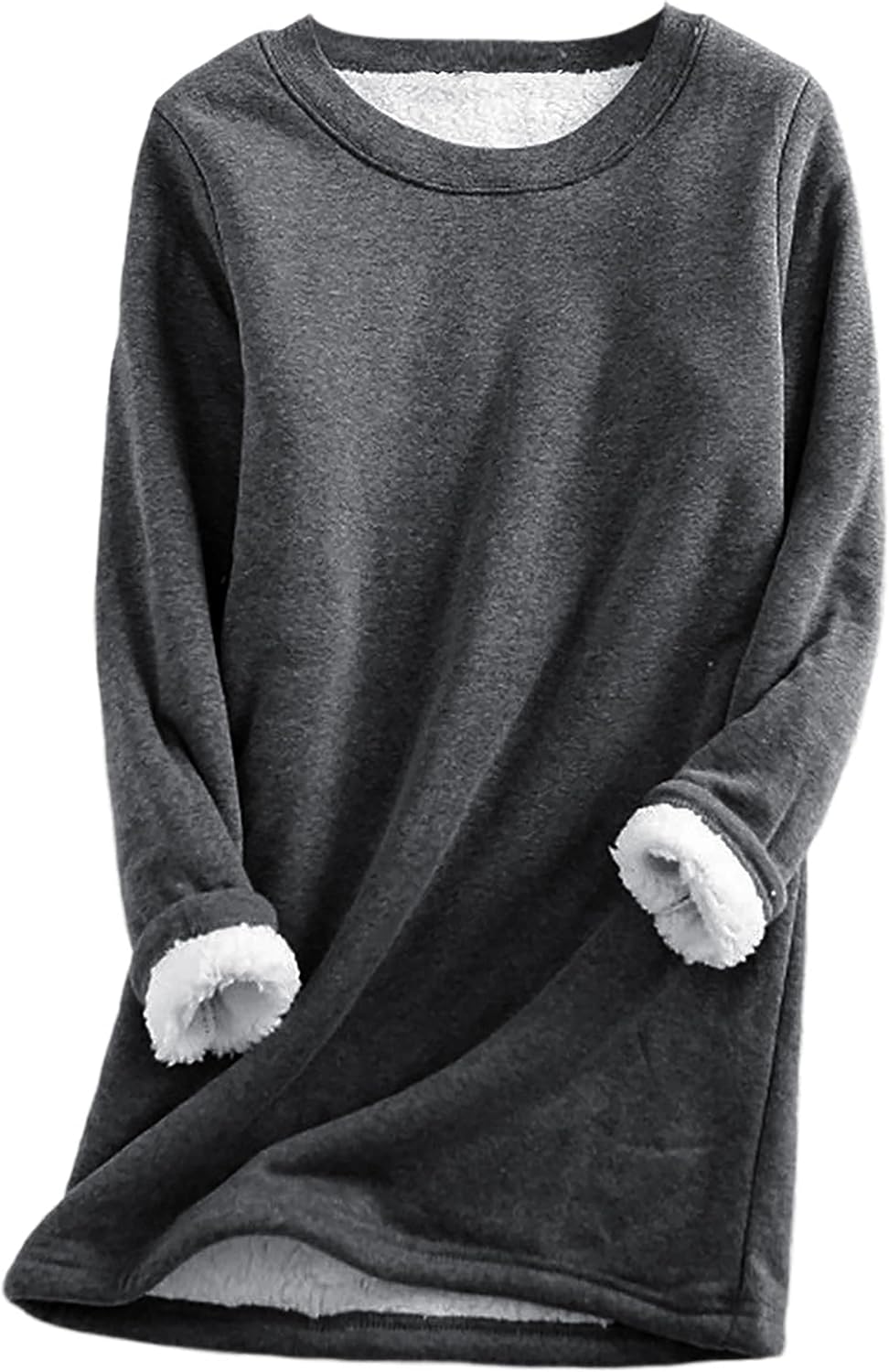 Yeokou Women Warm Sherpa Lined Fleece Crewneck Sweatshirt