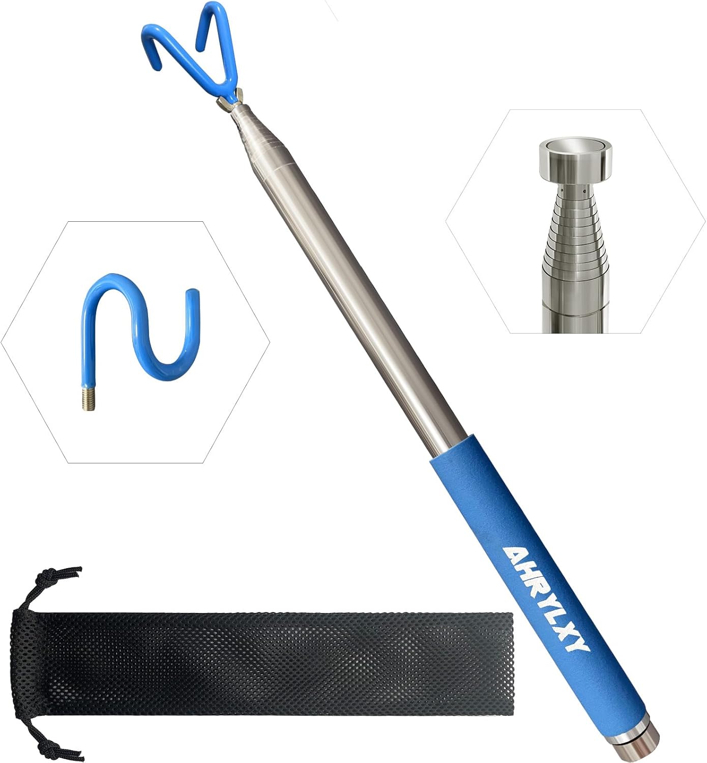 10 FT Magnetic Telescoping Pickup Tool with 3 Hooks
