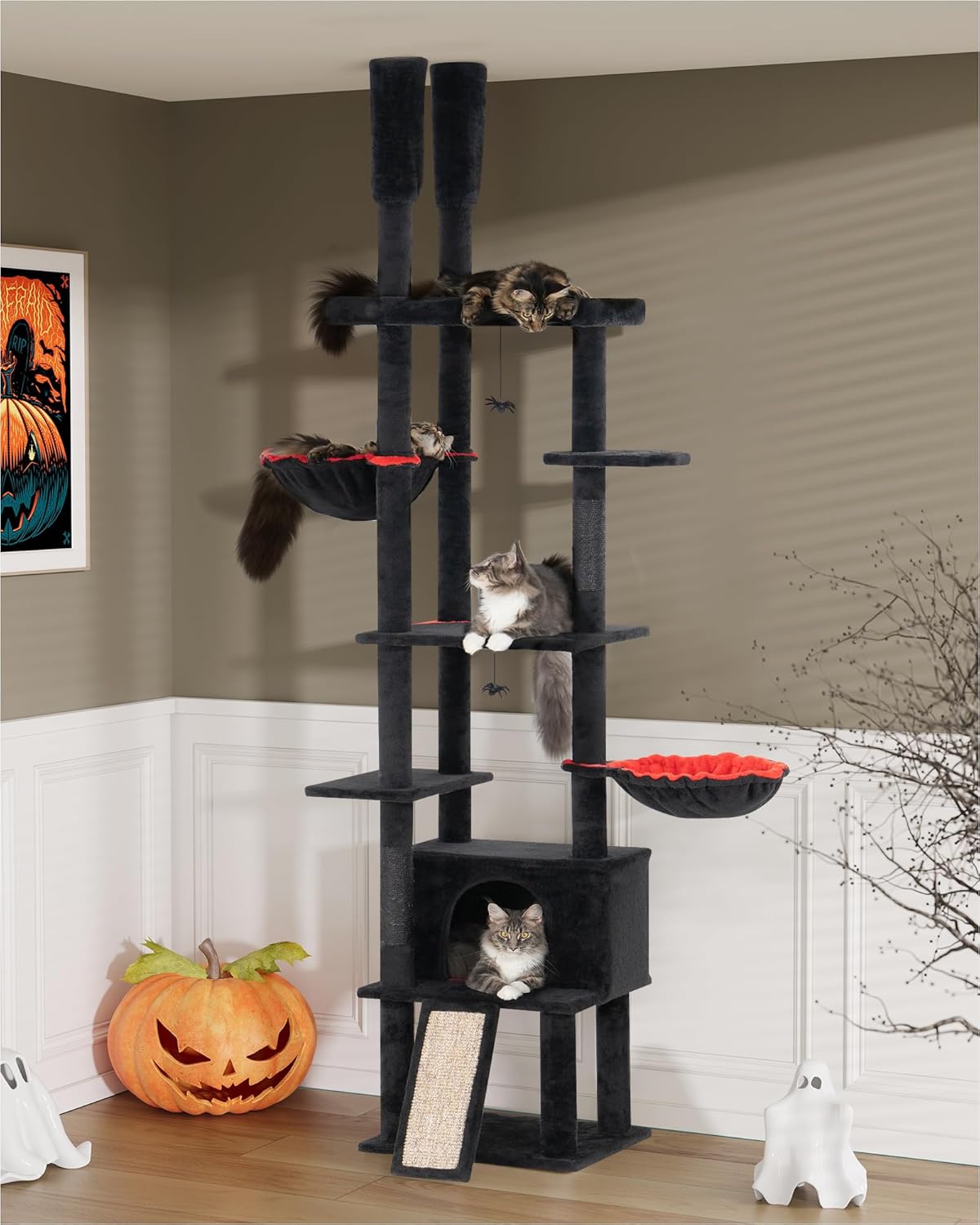 Gothic Floor to Ceiling Cat Tree for Large Cats and Kittens