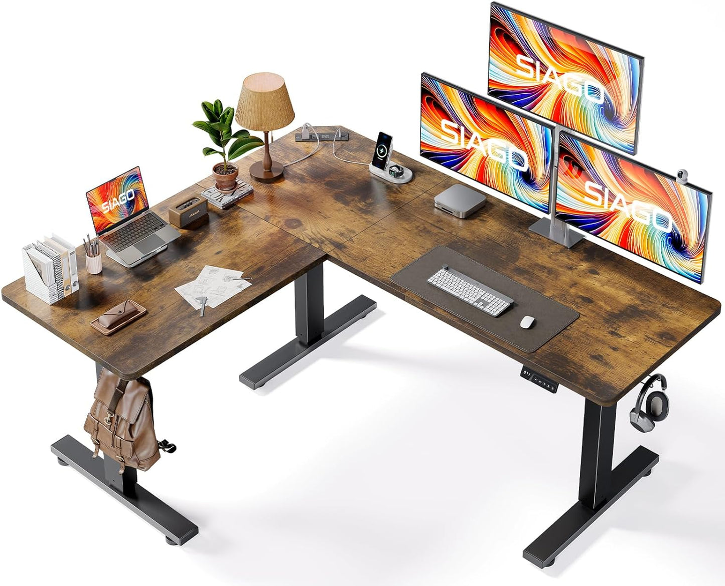 SIAGO 63x55 L-Shaped Adjustable Standing Desk