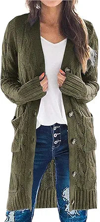 PRETTYGARDEN Long Sleeve Cable Knit Cardigan for Women 2023