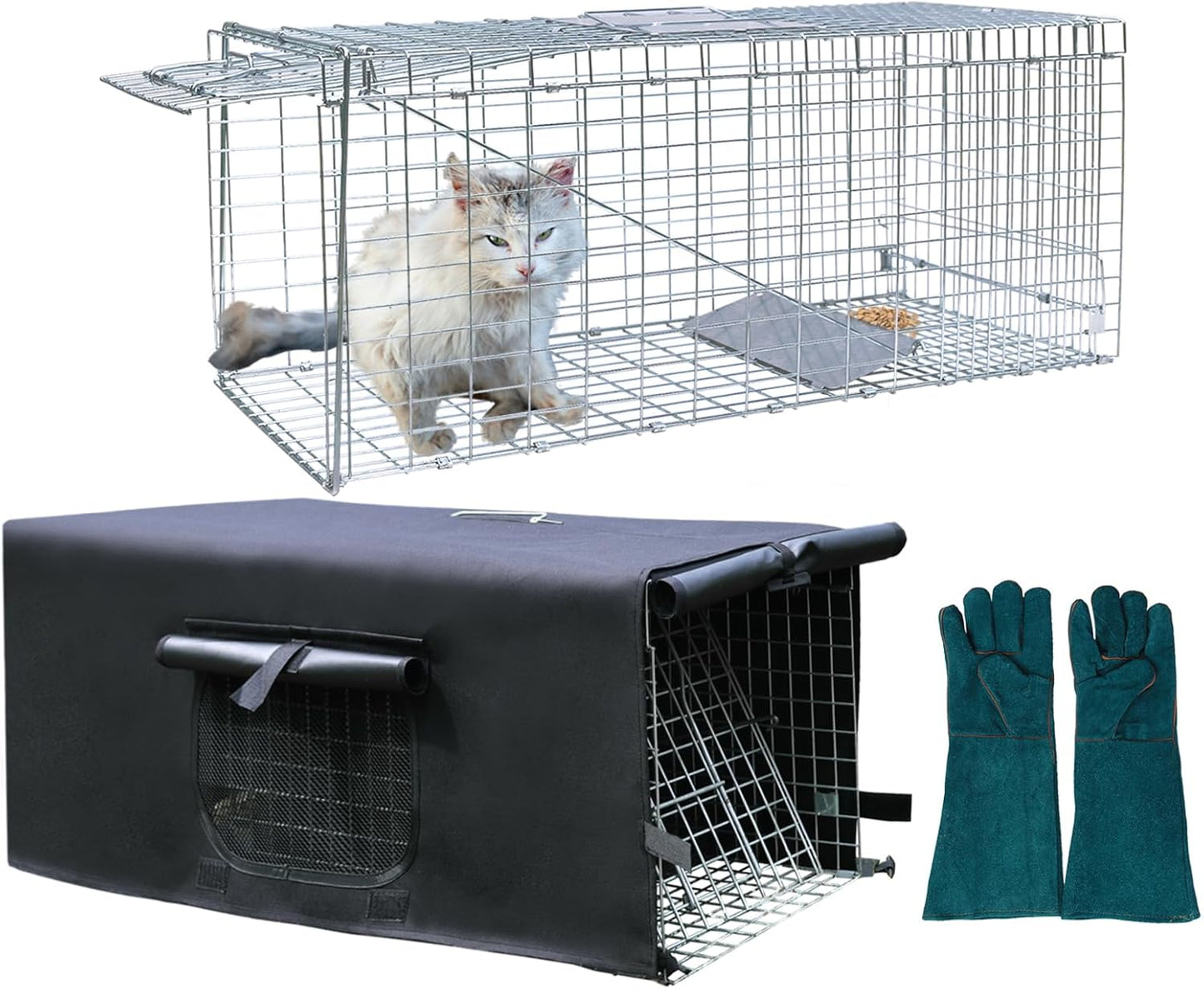 Live Animal Trap Cage with Cover for Raccoon, Squirrel, Skunk