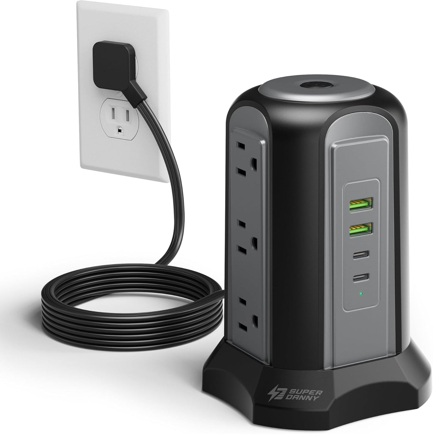 Power Strip Tower Surge Protector with 9 Outlets and USB Ports