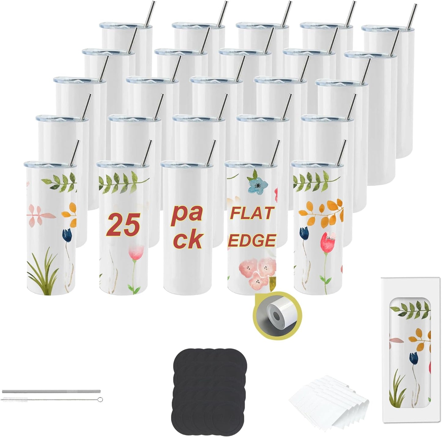 25pack 20oz Sublimation Tumblers for Custom Designs and Gifts