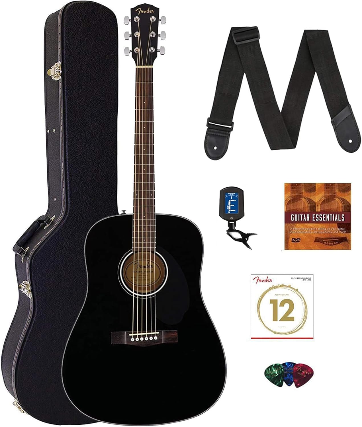 Fender CD-60S Dreadnought Acoustic Guitar Bundle with Case