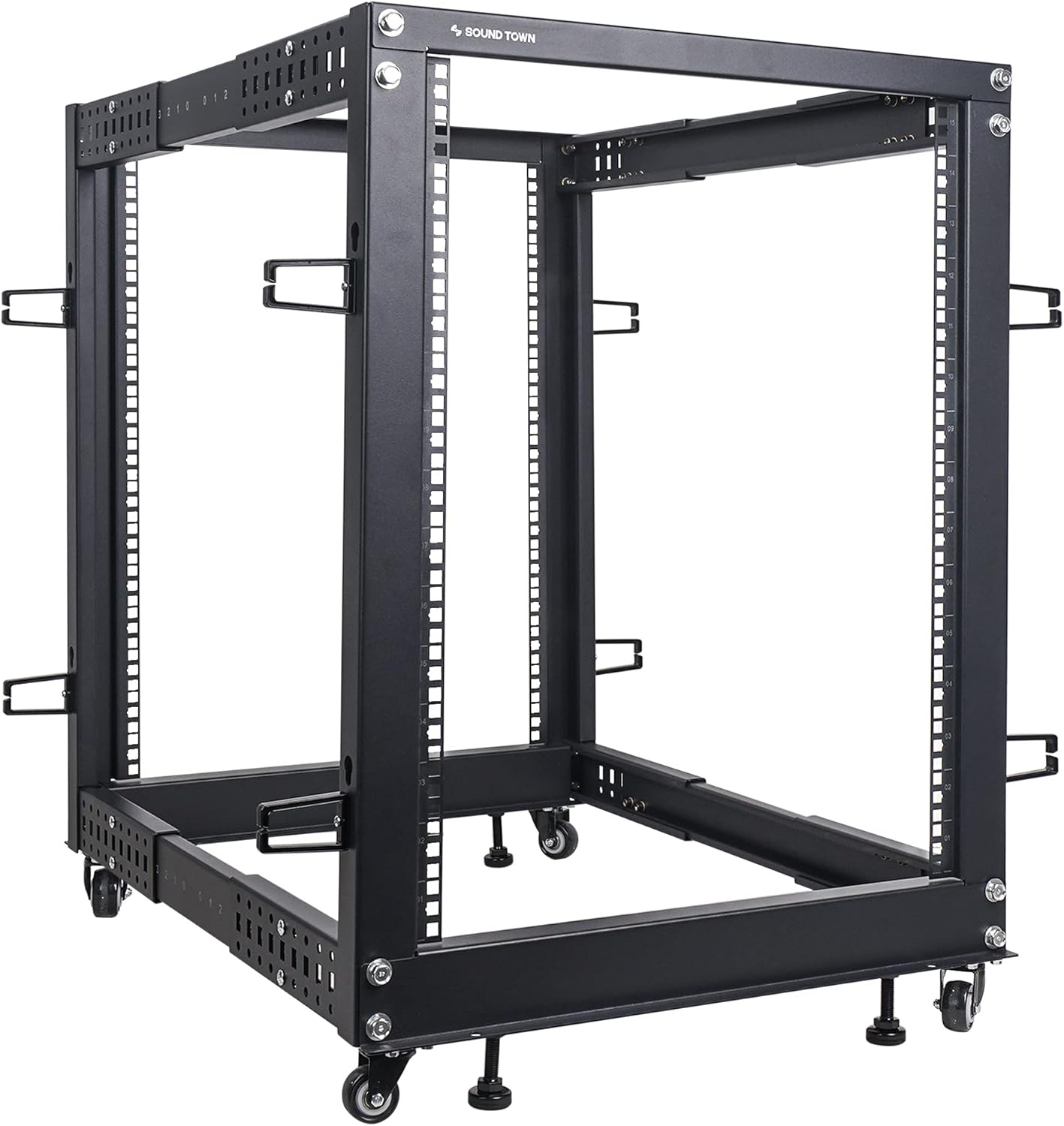 Sound Town 15U Open Frame Server Rack with Adjustable Depth