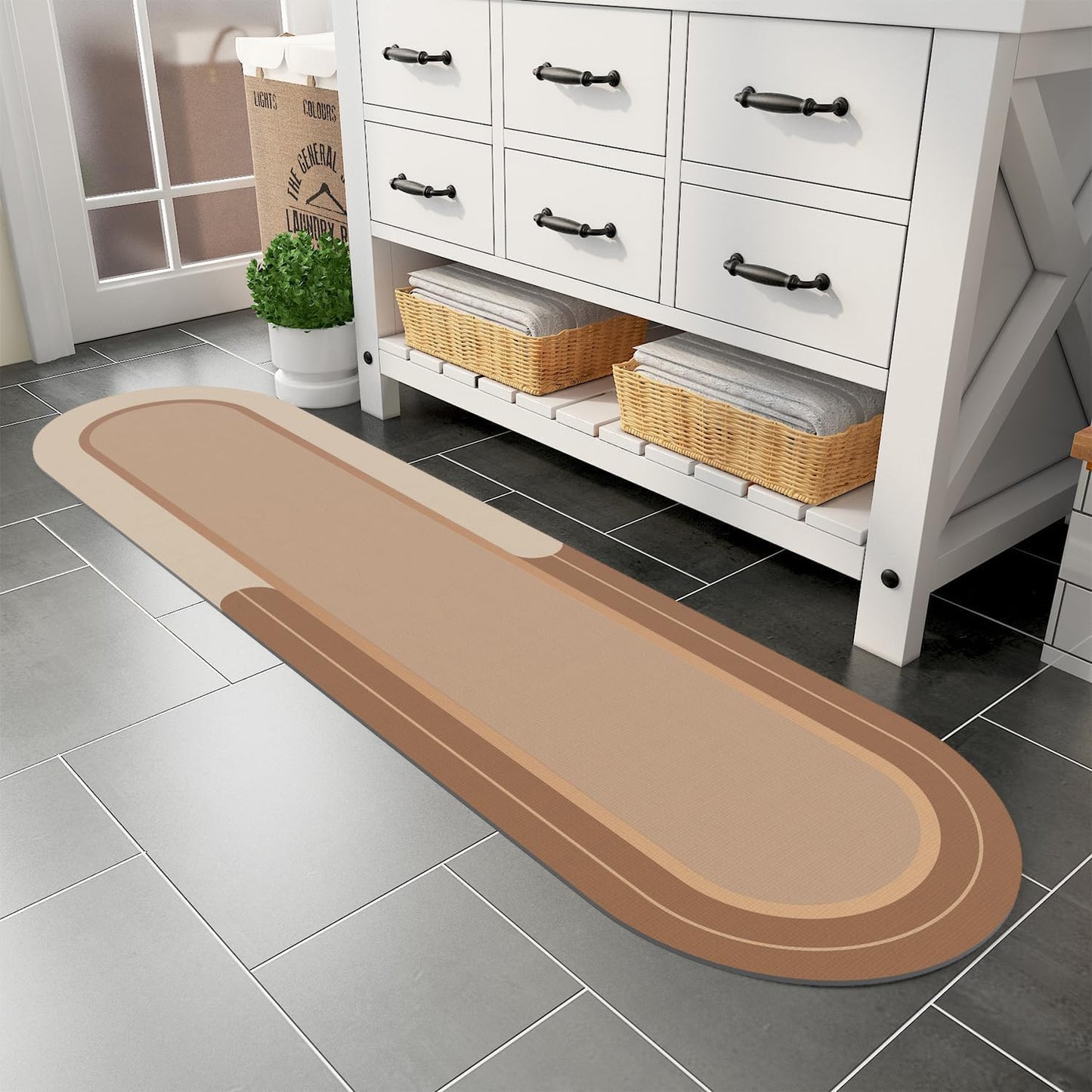 MontVoo Long Non Slip Bath Mat Runner - Quick Dry & Absorbent