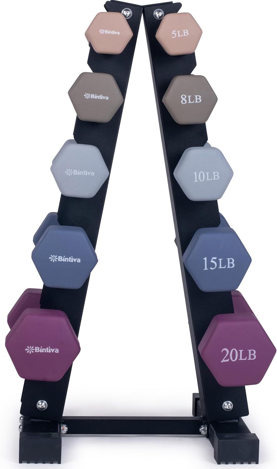 Dumbbell Set with Rack - Neoprene Coated Weights for Home Gym