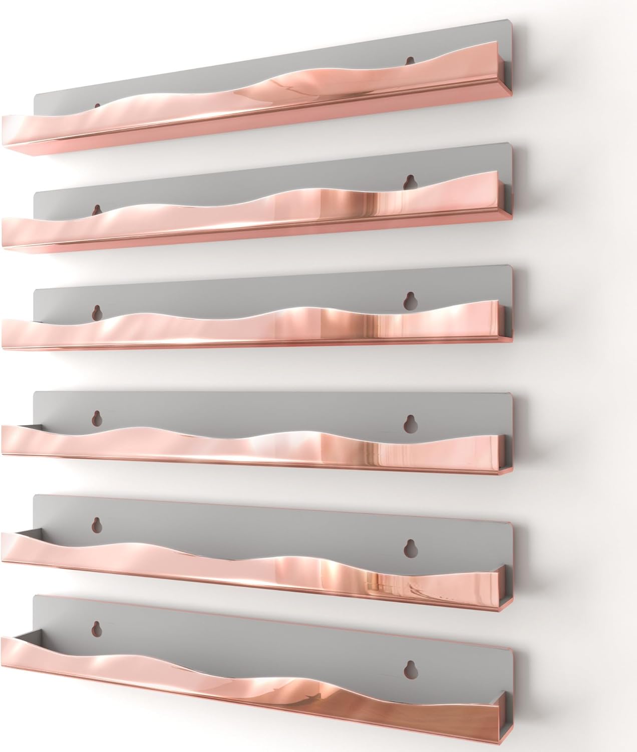 Wall-Mounted Nail Polish Organizer Rack - Elegant Rose Gold Shelf