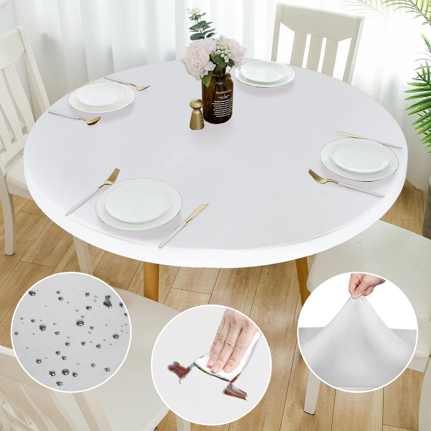 Double Design PU Round Tablecloth for Easy Maintenance and Style