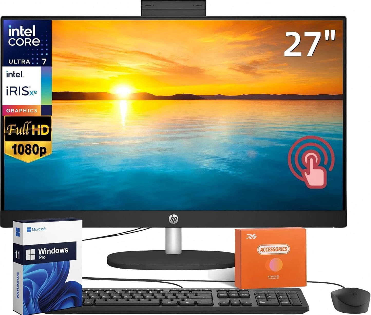 HP 27 FHD Touchscreen All-in-One Desktop with Intel Ultra 7