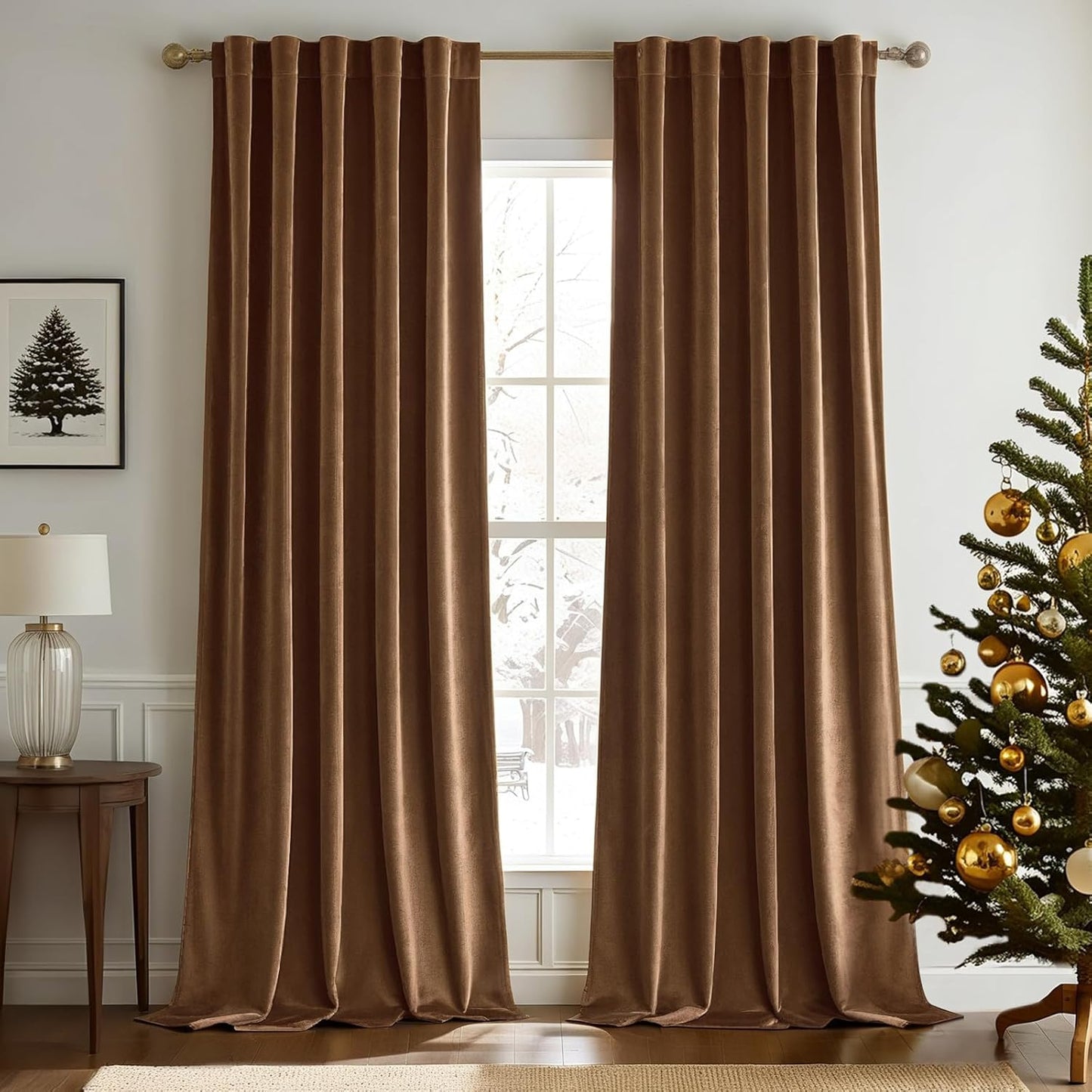 Cozy 120 Brown Velvet Curtains by Woaboy