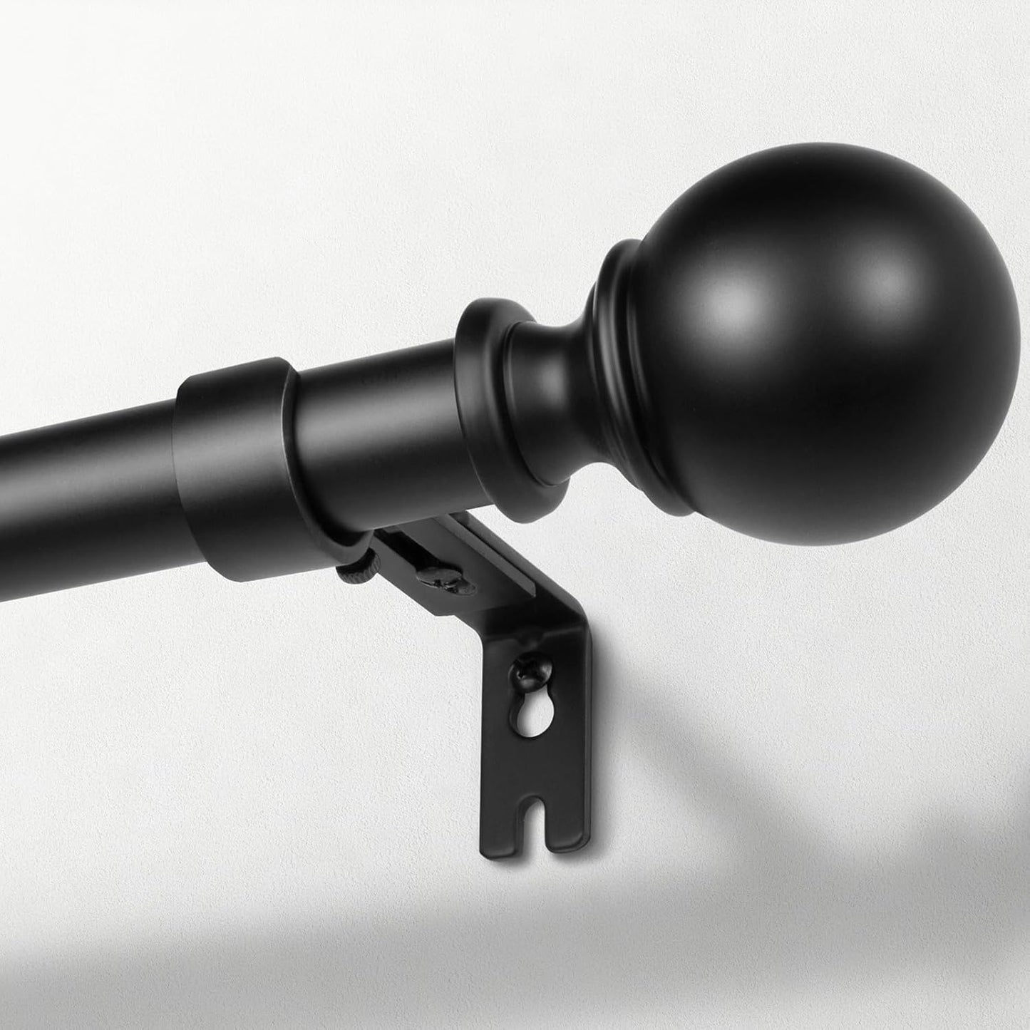 Zeerobee Adjustable Heavy Duty Black Curtain Rods for Windows