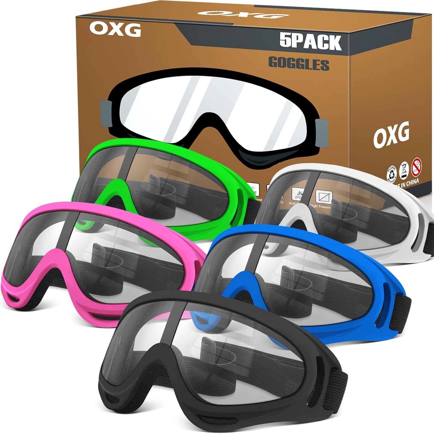 5 Pairs Youth ATV Ski Goggles - Anti-UV Windproof