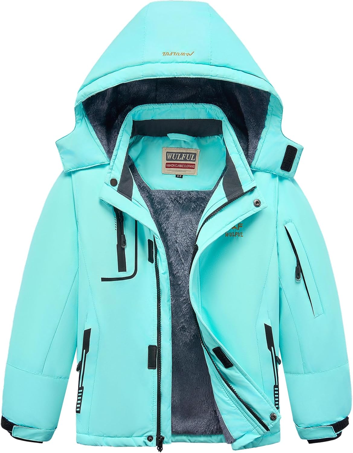 WULFUL Boy's Waterproof Ski Jacket for Winter Adventures