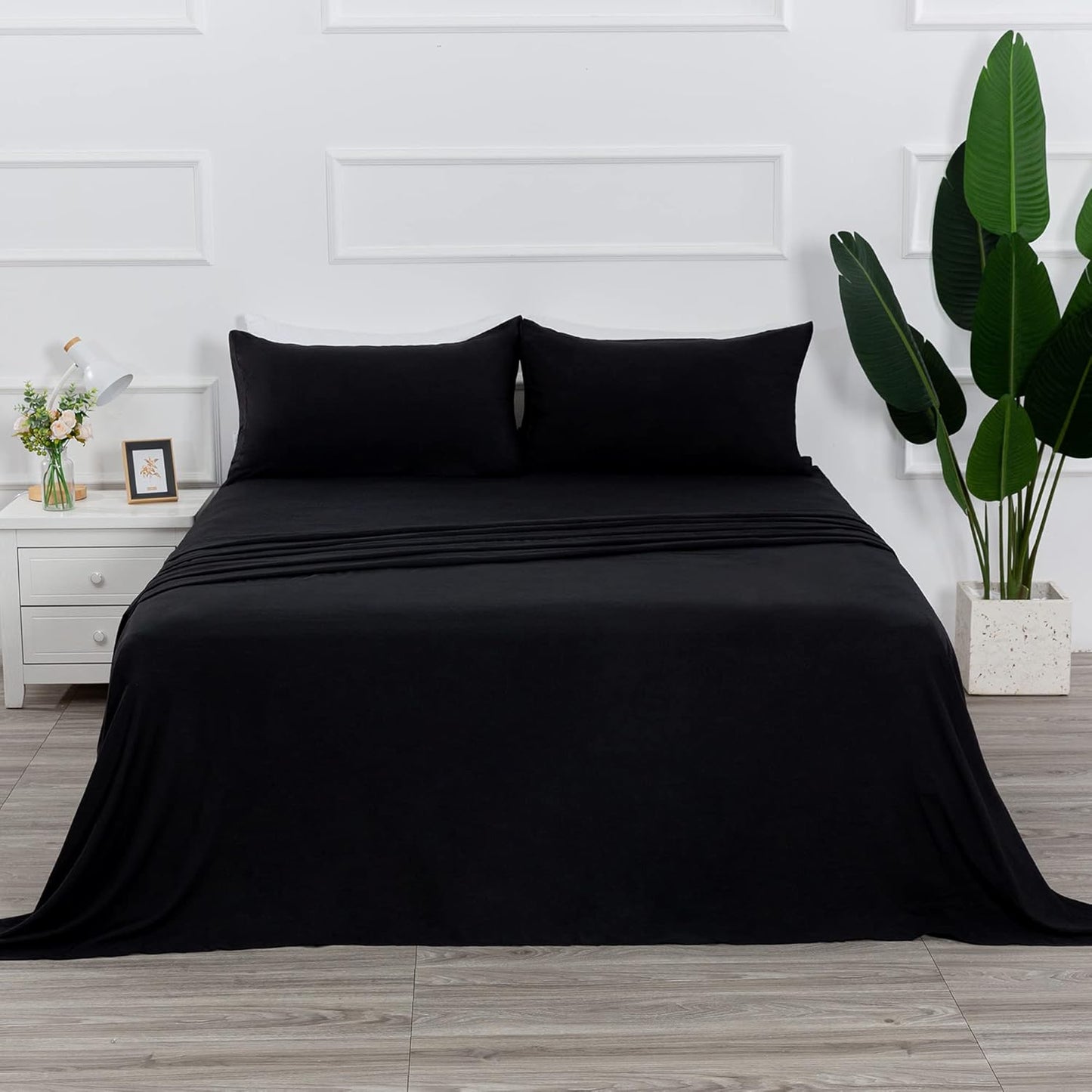 Best Season Cotton Full Size Sheet Set - Soft Black 4 Piece