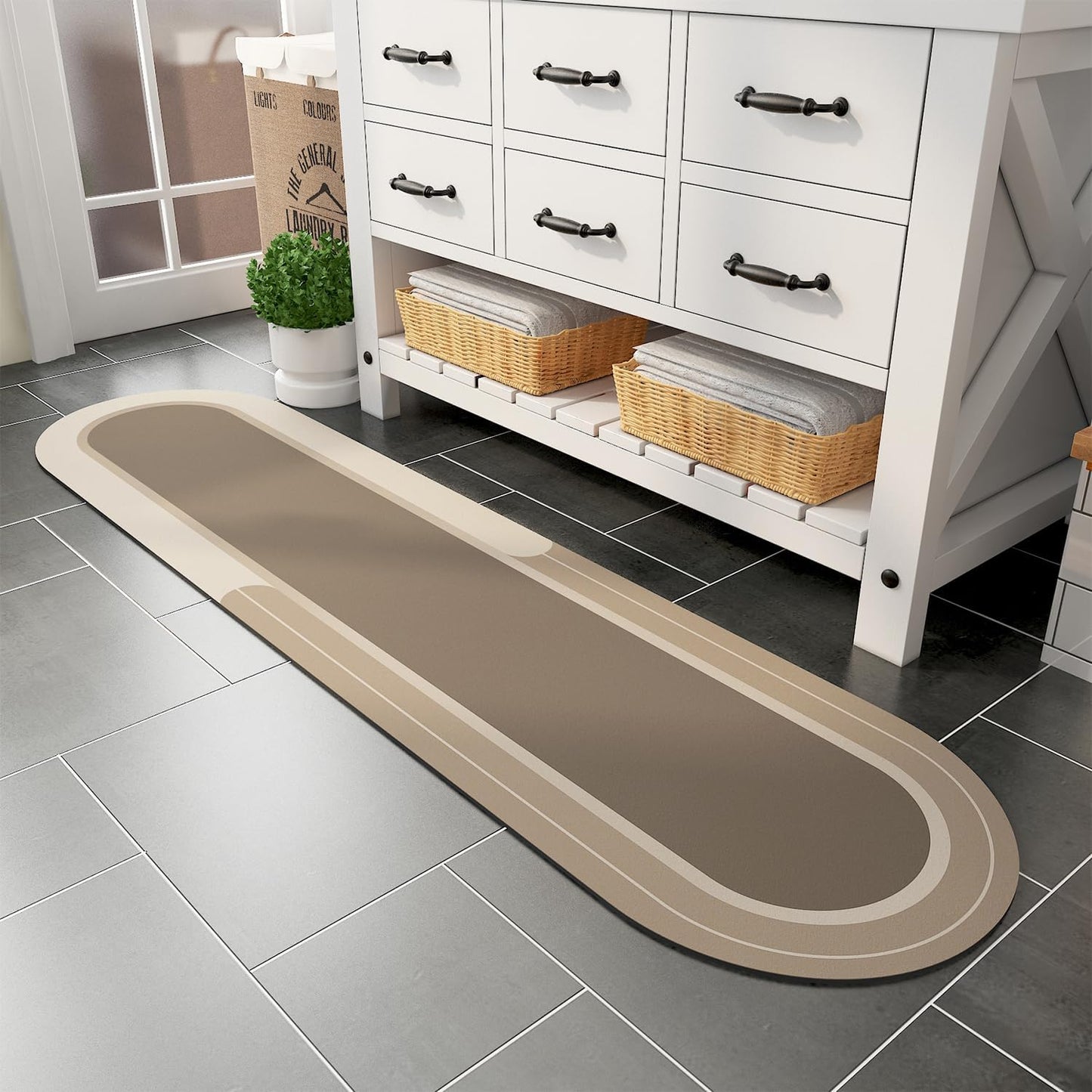 MontVoo Long Non Slip Bath Mat Runner - Quick Dry & Absorbent