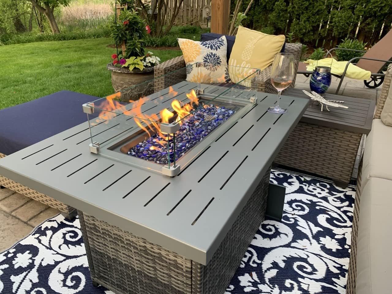 Propane Fire Pit Table 44 Inch 55000 BTU for Outdoor Use