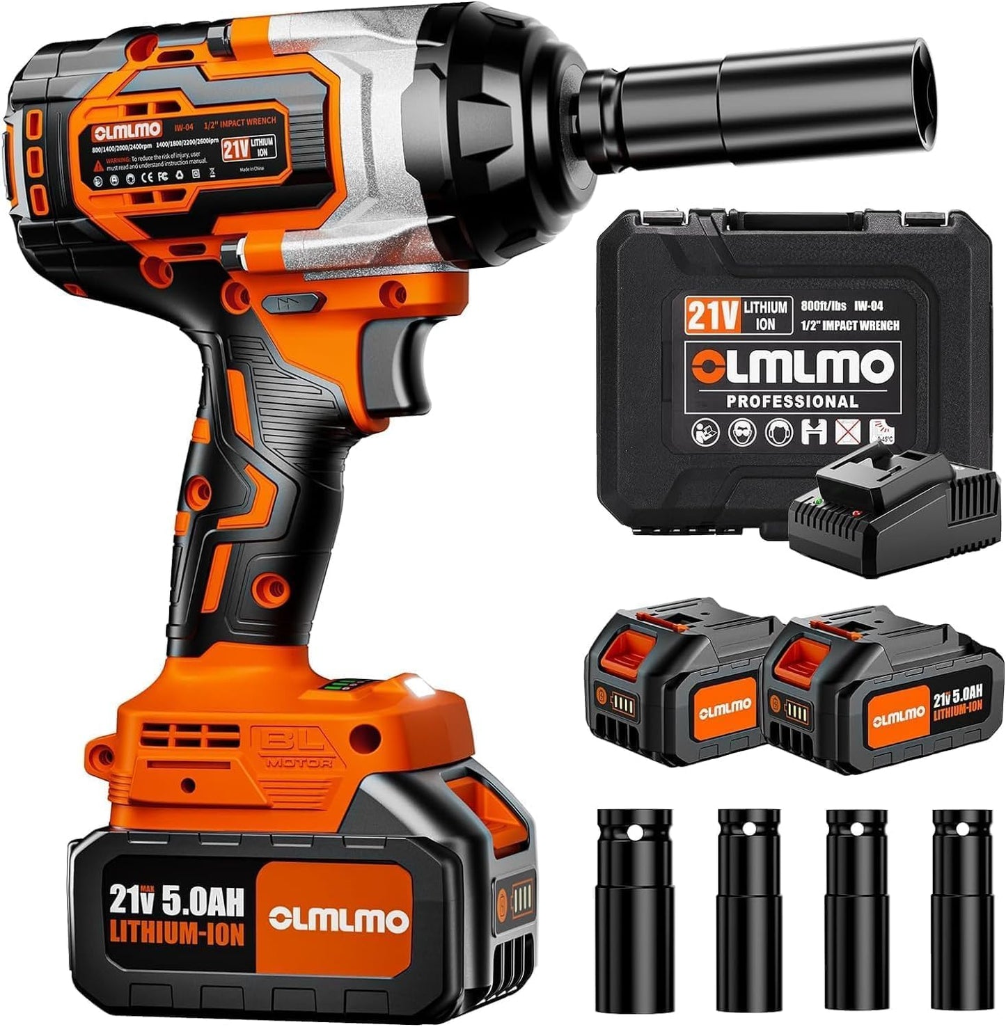 Cordless Impact Wrench 1/2 Inch with 800Ft-lbs Torque Power