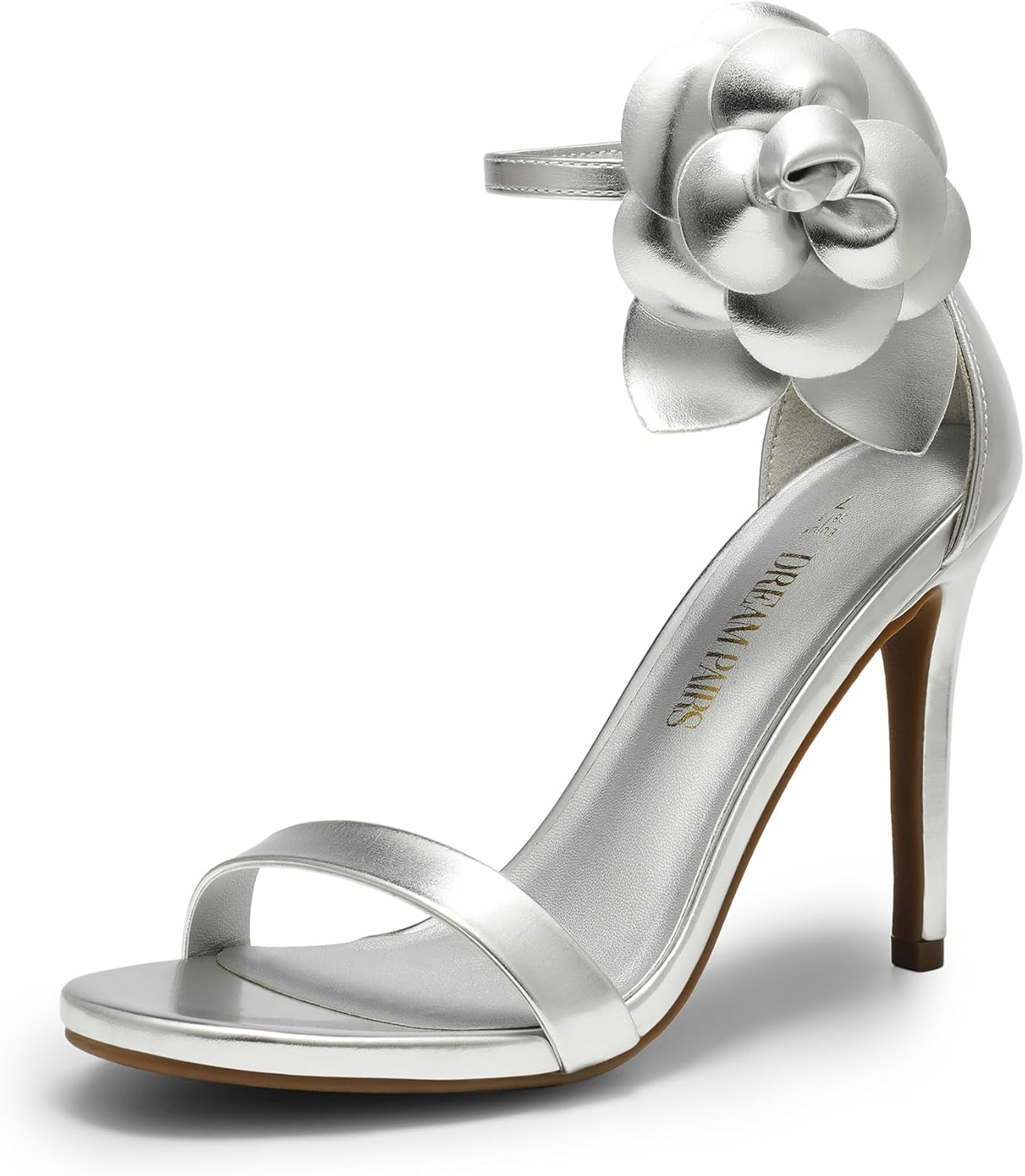 DREAM PAIRS Women's High Heels with Floral Ankle Strap Design