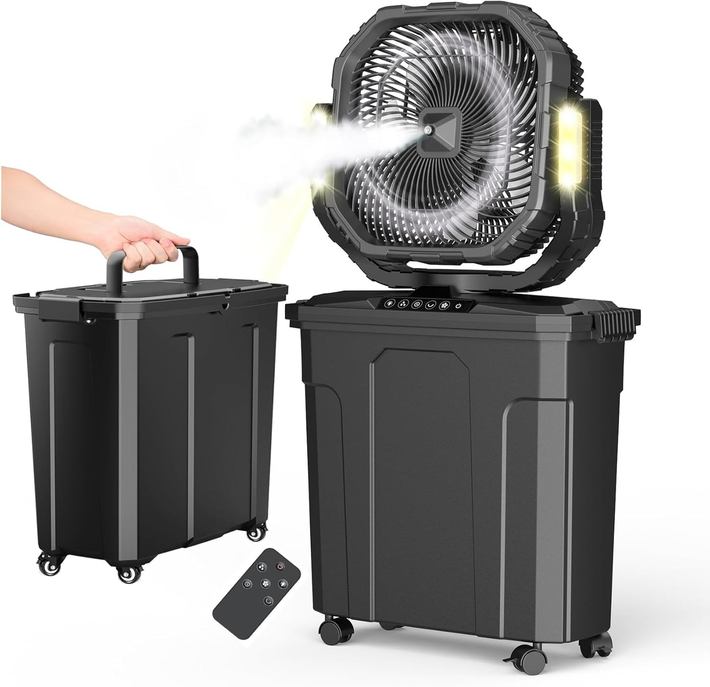 Portable Misting Bucket Fan with Remote Control for Outdoors