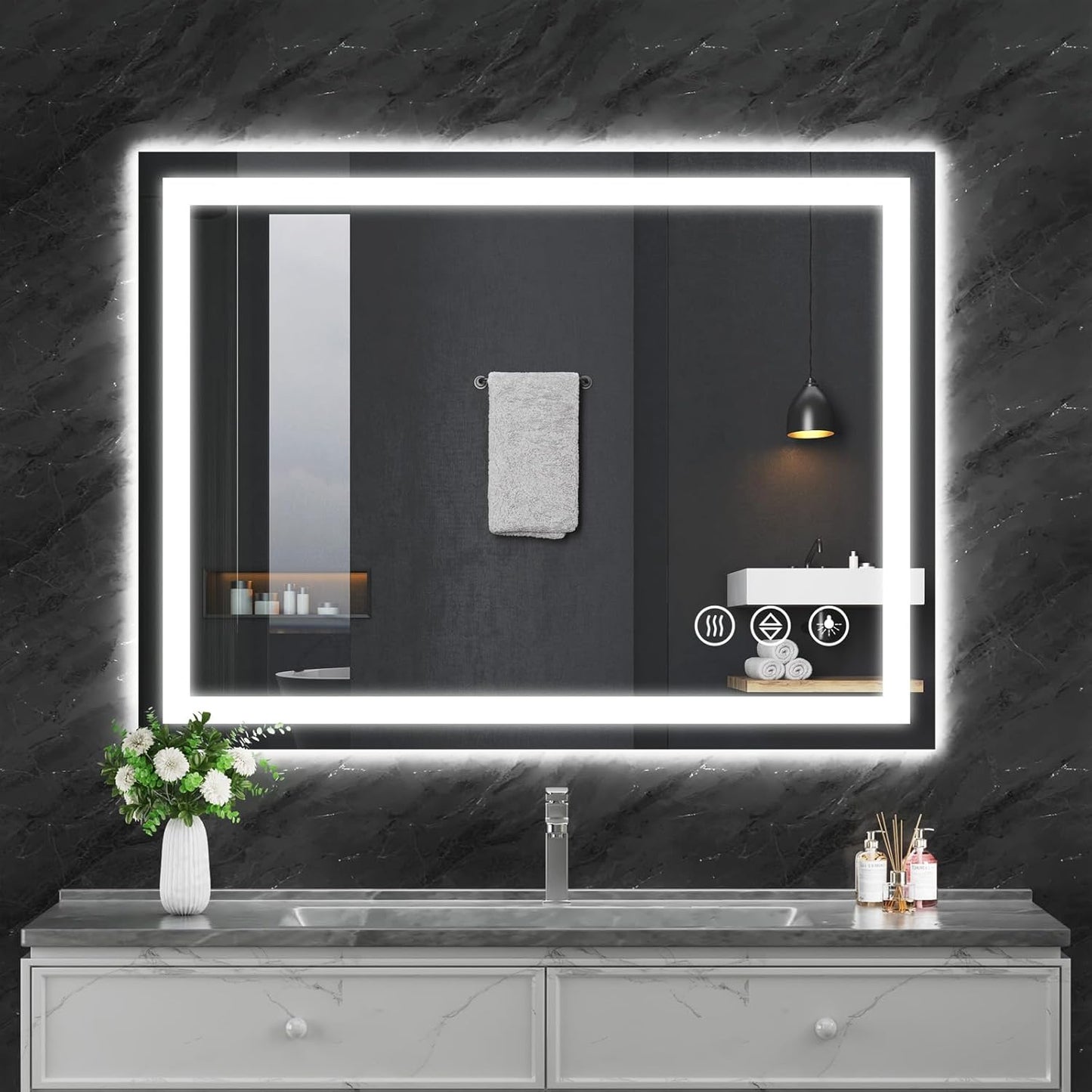 Koonmi 30x40 LED Bathroom Mirror with Backlit and Front Lit Design