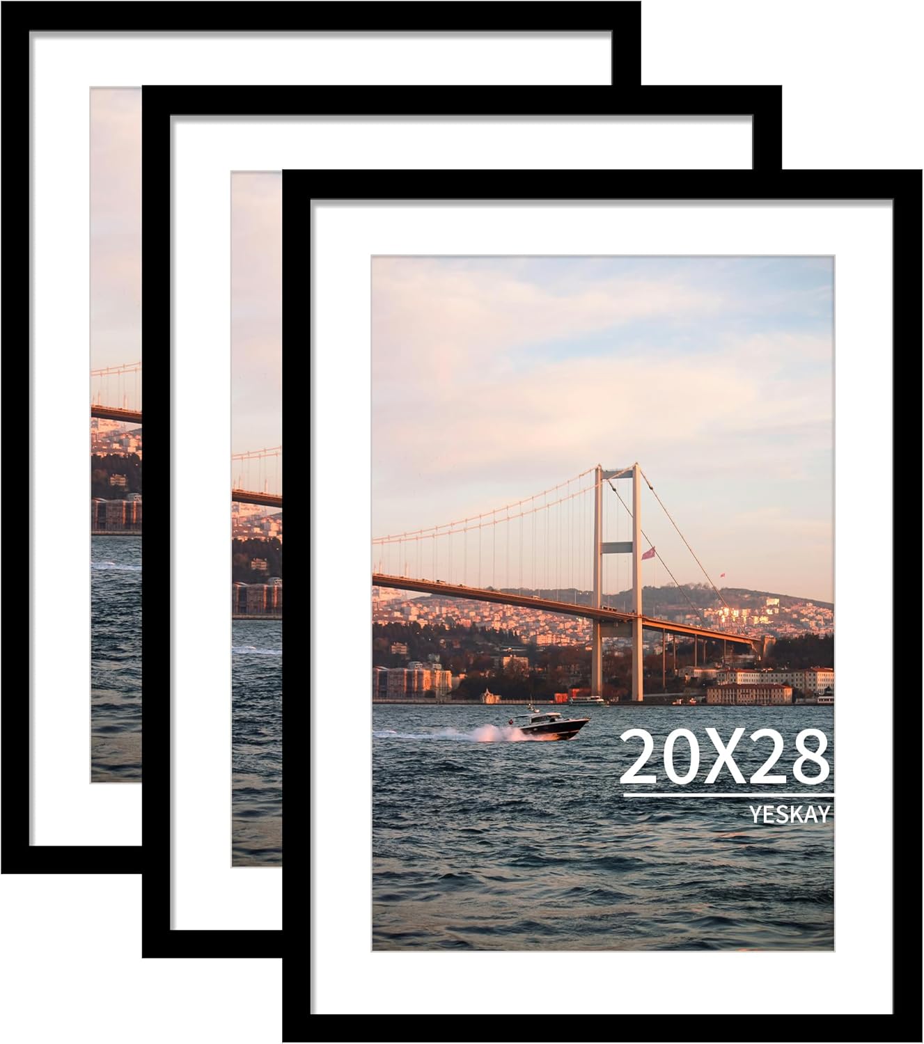 20x28 Picture Frame Black Set of 3 by YESKAY for Photos