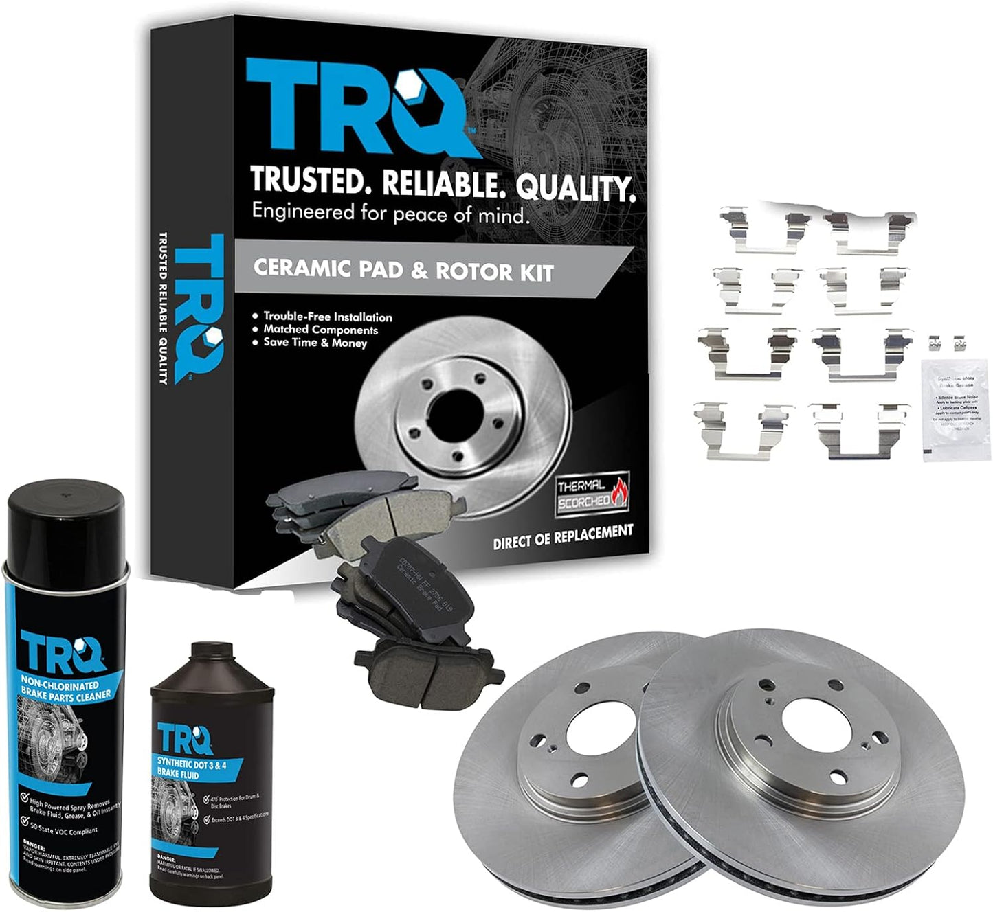 TRQ Front Ceramic Disc Brake Pad & Rotor Kit for Lexus RX300