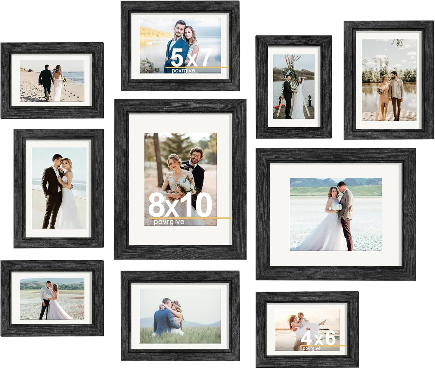 Picture Frames Set of 10 for Collage Wall Decor and Display