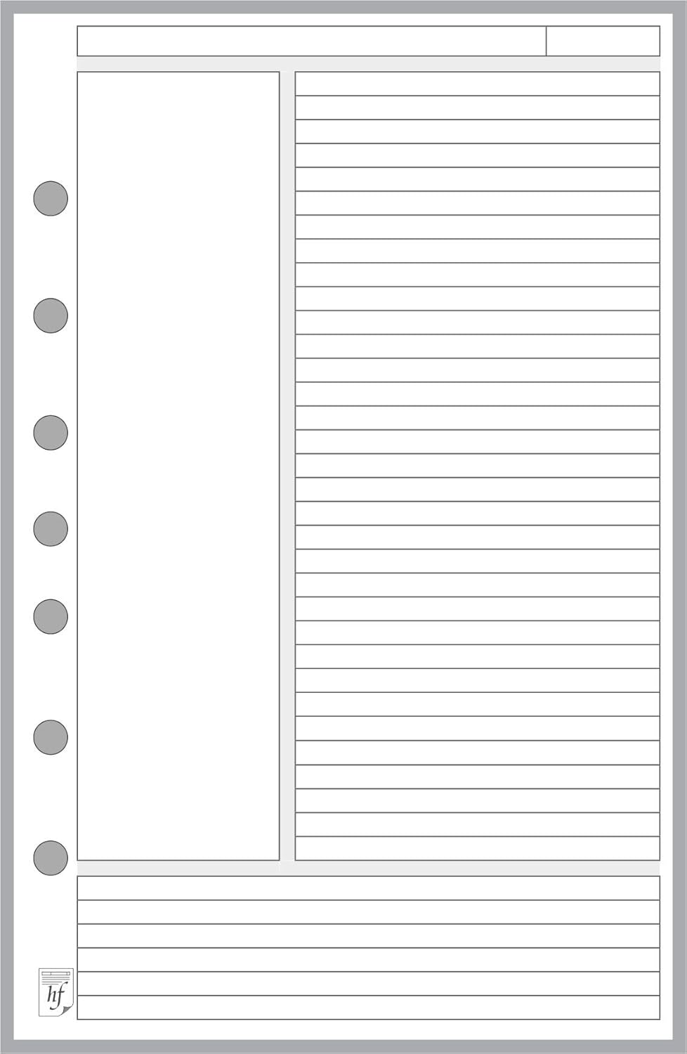 5.5 x 8.5 Cornell System Notes Insert for 7-Ring Notebooks - Handy Forms