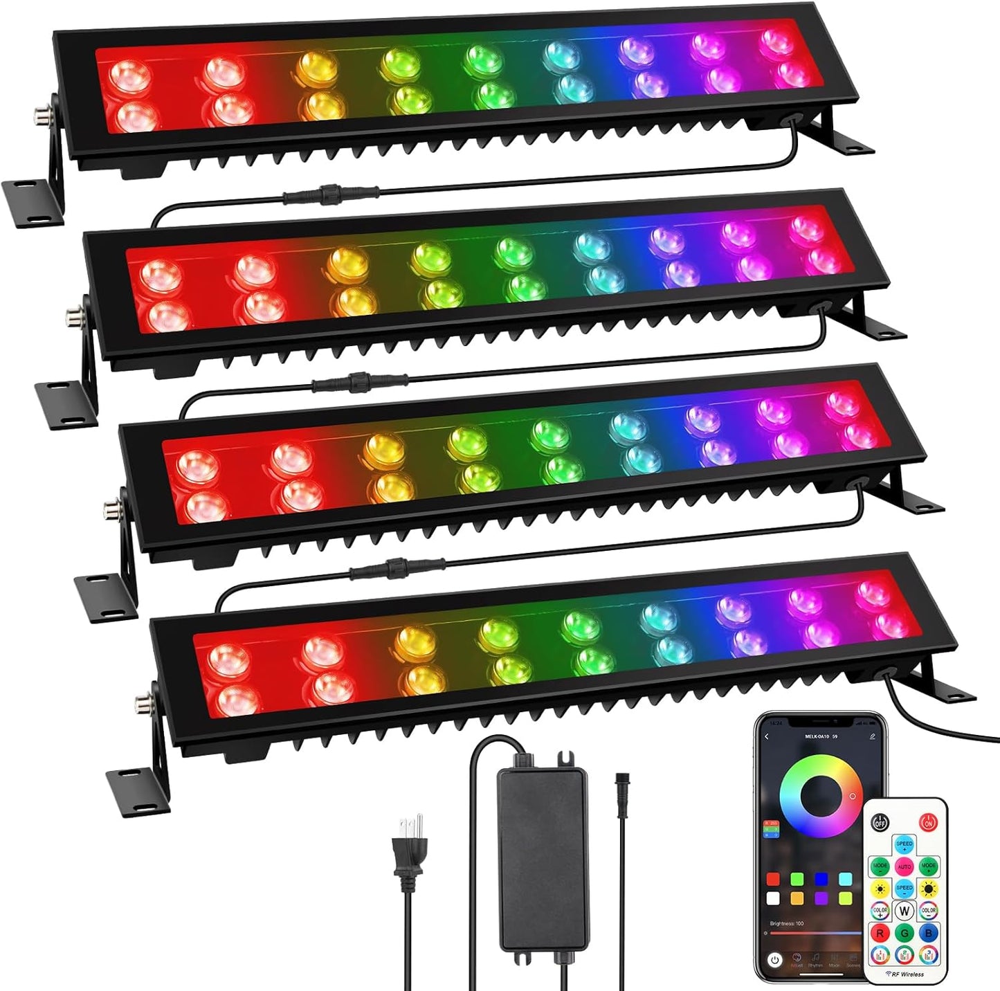 LED Stage Wash Lights Bar - 72W Waterproof DJ Light for Events