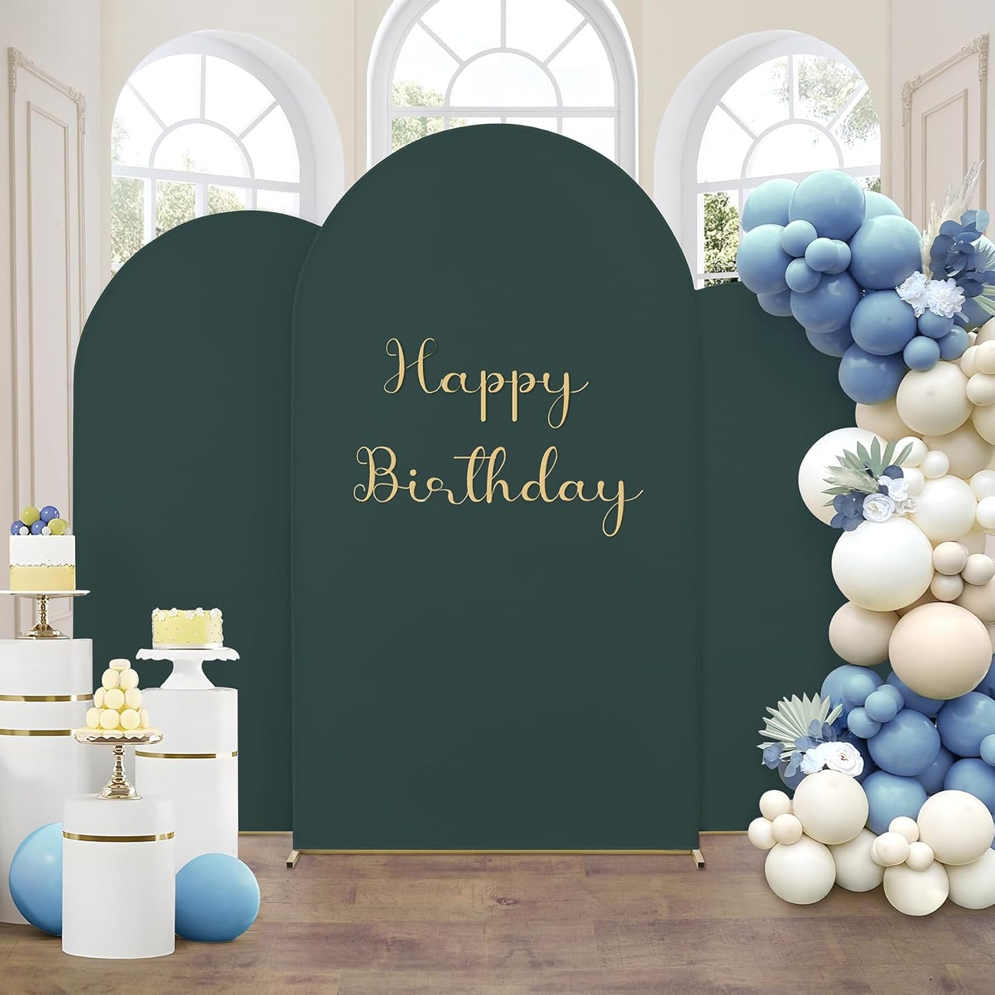 7.2FT 6.6FT 6FT Hunter Green Arch Backdrop Cover Set of 3
