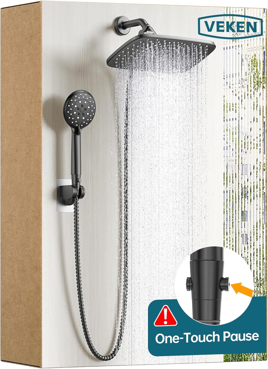 Veken 11.8 Inch Rain Shower Head with Handheld for Luxury Showers