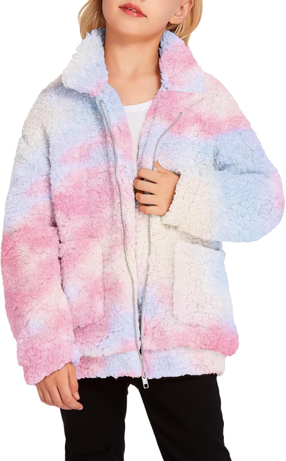 Arshiner Girls Full Zip Fleece Jacket for Cozy Fall Winter Wear