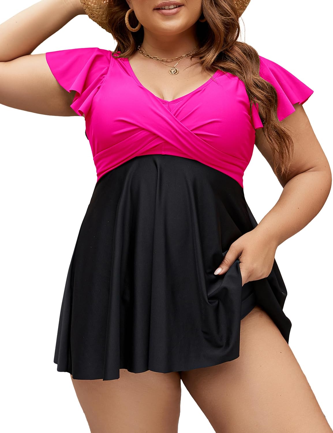 Edelqual Women's Plus Size Tankini Swimsuits for Tummy Control