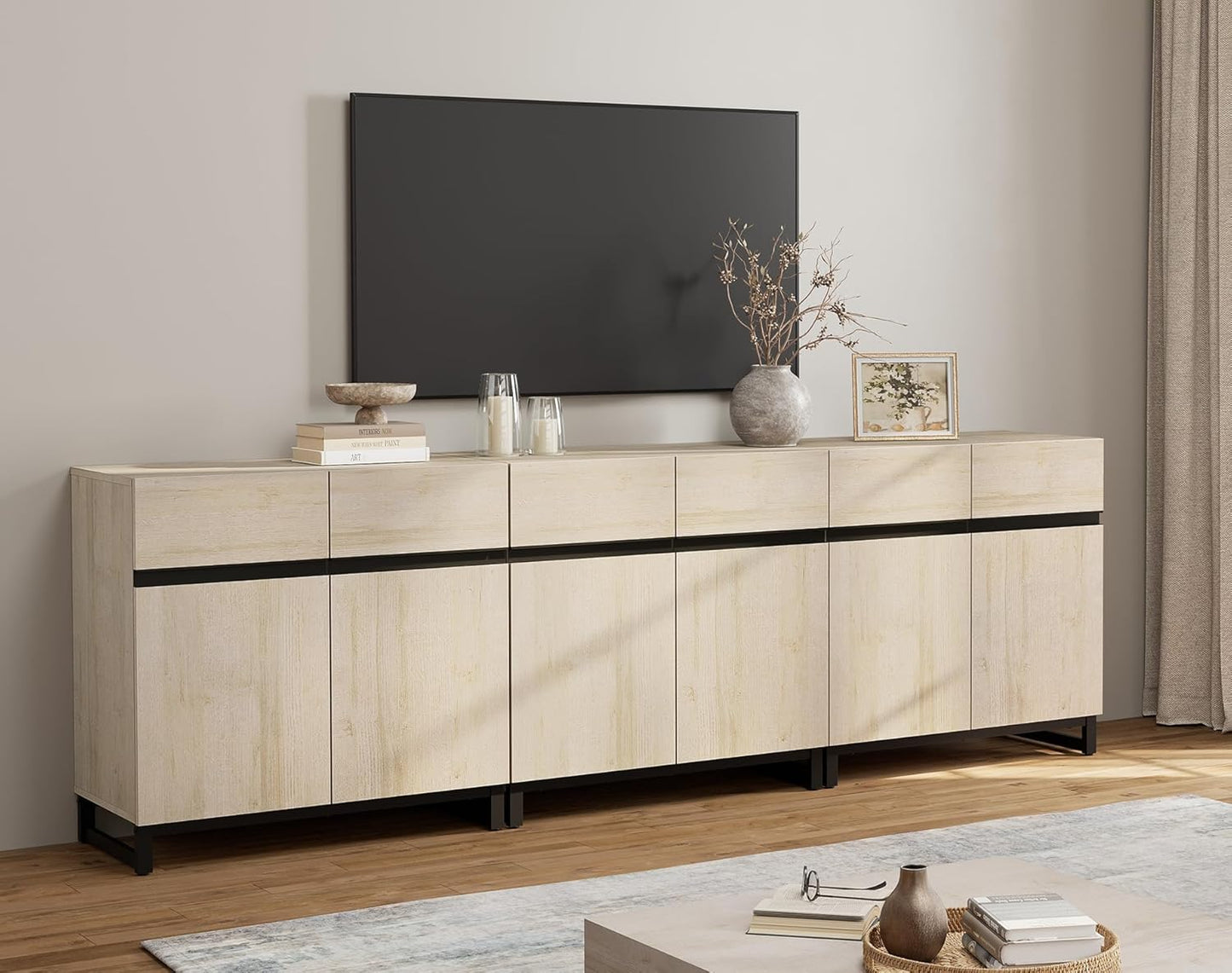 110 Modern TV Stand with Adjustable Shelves