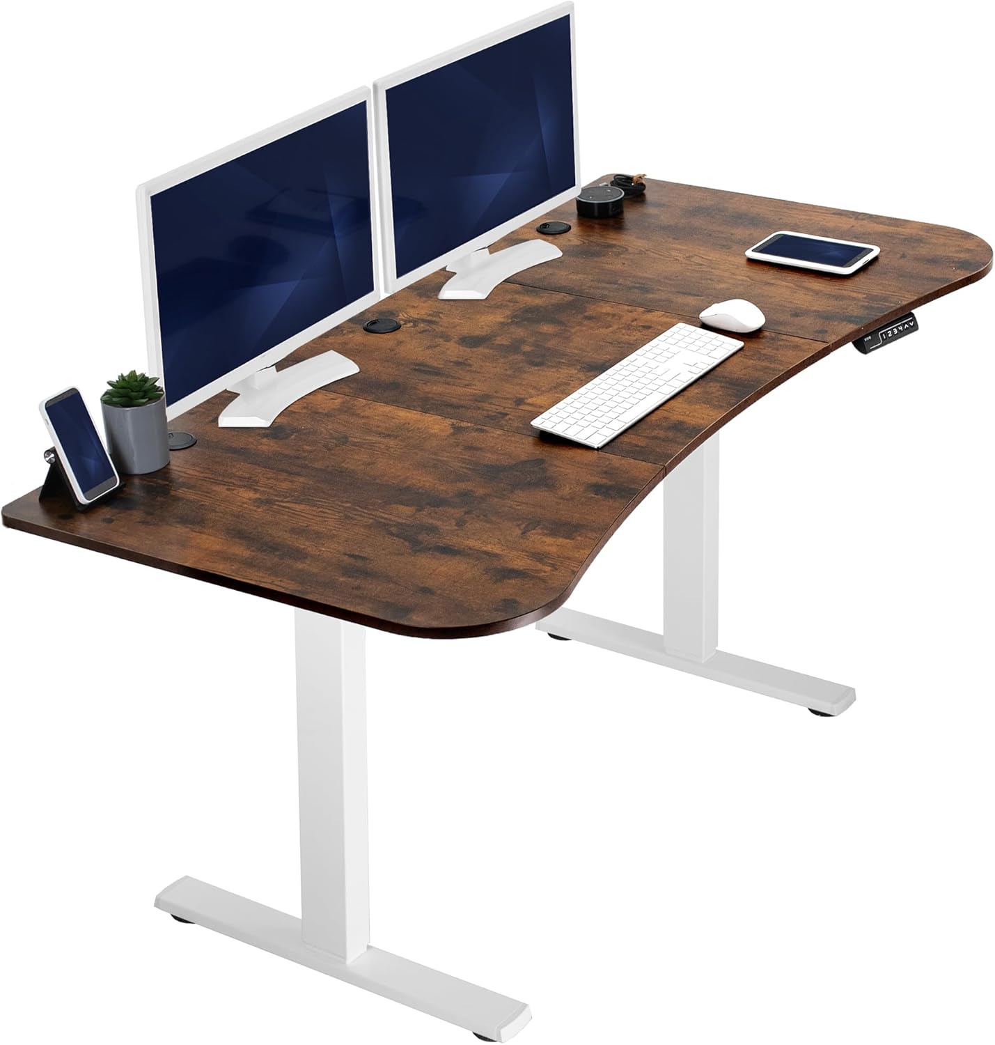 VIVO Electric Rustic Standing Desk with Memory Height Adjustment