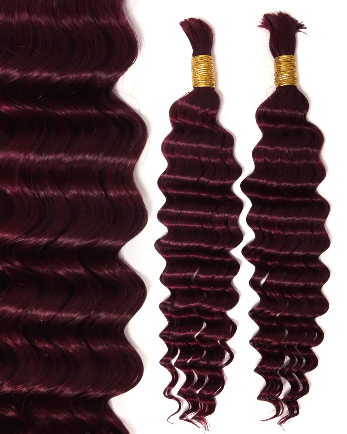BEEOS Boho Human Hair for Braiding #99J Burgundy 22 Inch