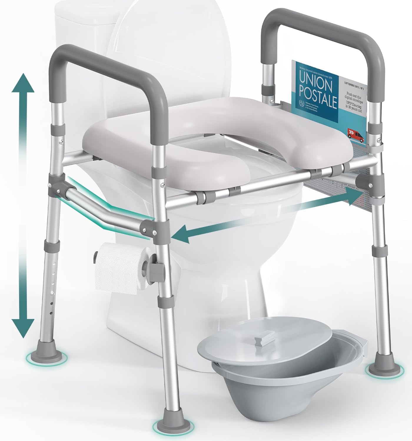 Raised Toilet Seat with Handles for Seniors - 500lb Capacity