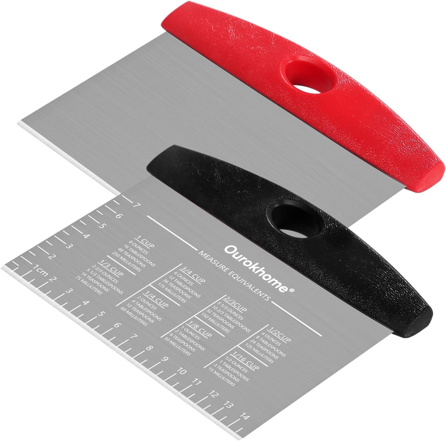Stainless Steel Dough Cutter 2 Pack - Laser-Engraved Measuring Scale, Dishwasher Safe