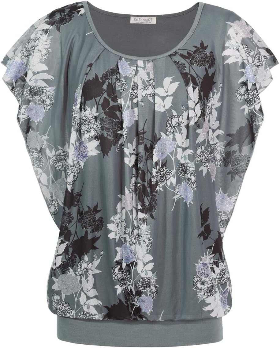 BAISHENGGT Womens Summer Tops Flutter Short Sleeve Blouses