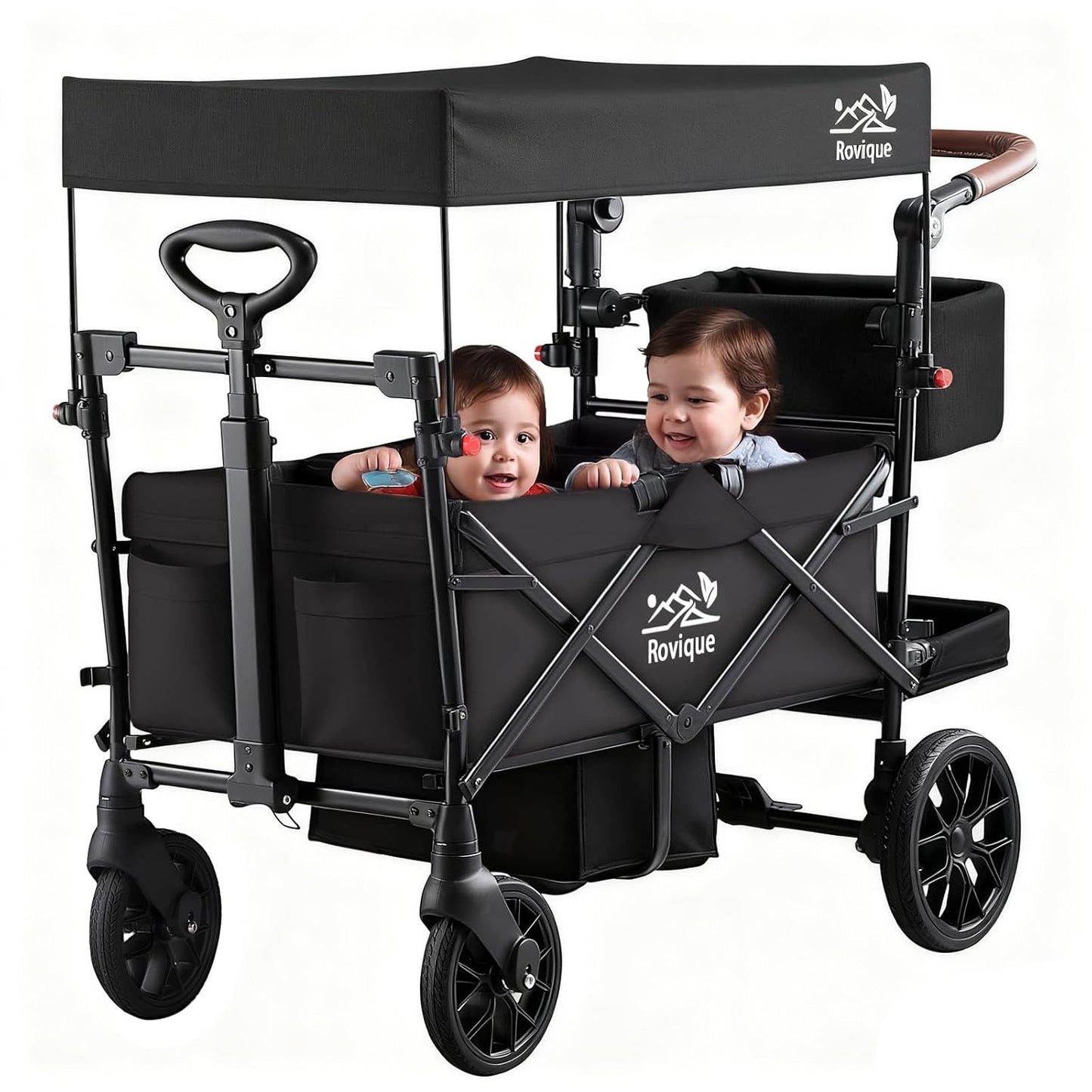Rovique Wagon Stroller for 2 Kids - All-Terrain Foldable Design